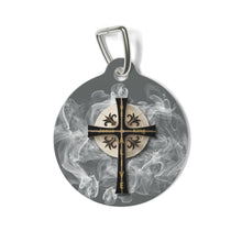 Load image into Gallery viewer, NEW! Golden &amp; Black &quot;Jesus is King&quot; Cross - Pet Tag

