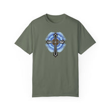 Load image into Gallery viewer, Lightning &amp; Clouds Cross - Unisex Garment-Dyed T-shirt
