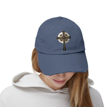 Load image into Gallery viewer, Golden &amp; Black &quot;Jesus is King&quot; Cross - Cotton Distressed Cap
