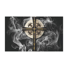 Load image into Gallery viewer, Golden &amp; Black &quot;Jesus is King&quot; Cross - Car Magnets
