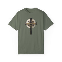 Load image into Gallery viewer, Golden &amp; Black &quot;Jesus is King&quot; Cross - Unisex Garment-Dyed T-Shirt
