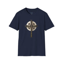 Load image into Gallery viewer, Golden &amp; Black &quot;Jesus is King&quot; Cross - Unisex Softstyle T-Shirt
