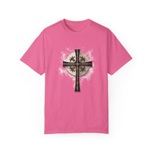 Load image into Gallery viewer, Golden &amp; Black &quot;Jesus is King&quot; Cross - Unisex Garment-Dyed T-shirt
