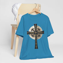 Load image into Gallery viewer, Golden &amp; Black &quot;Jesus is King&quot; Cross - Short Sleeve T-Shirt
