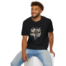 Load image into Gallery viewer, NEW! Golden &amp; Black Cross - Unisex Softstyle T-Shirt
