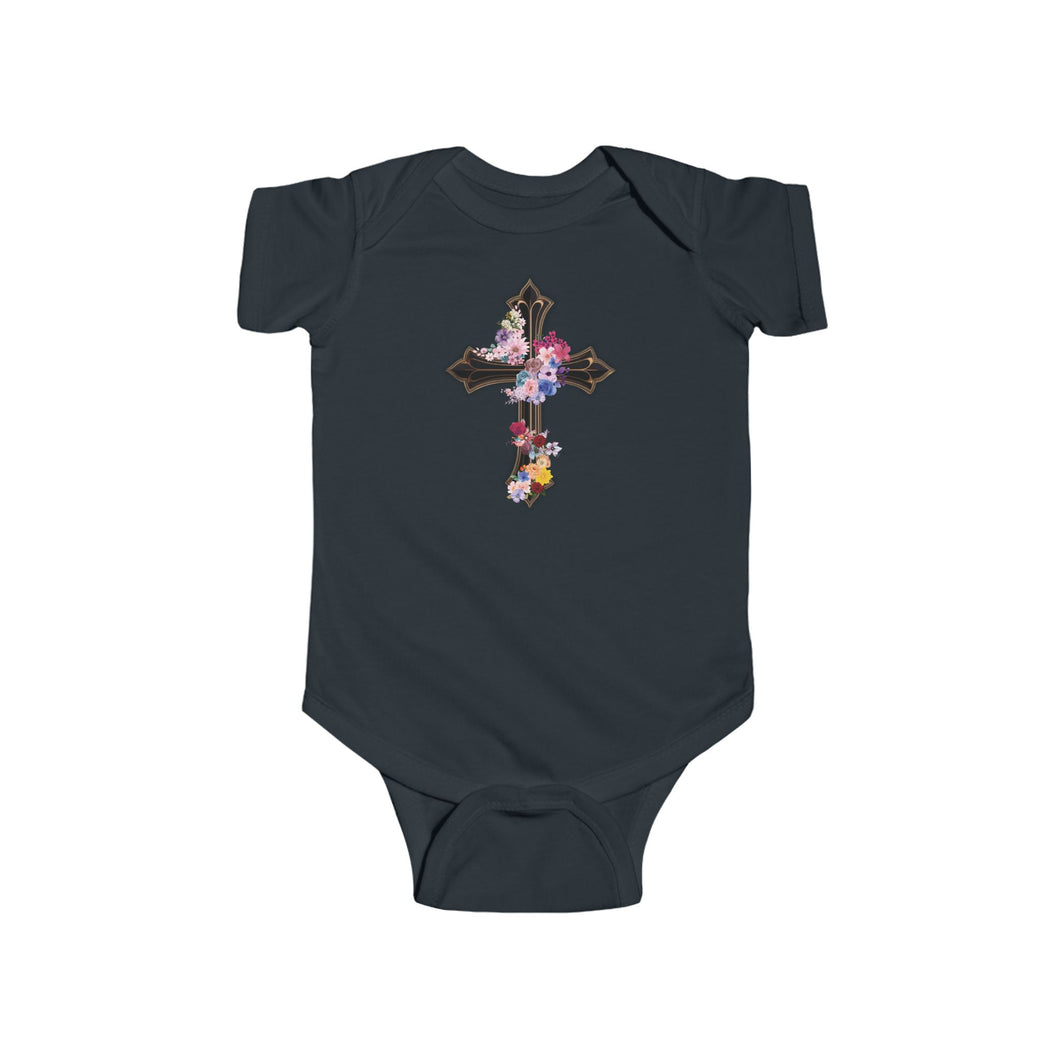 Flower Covered Cross - Infant Fine Jersey Bodysuit