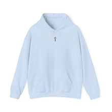 Load image into Gallery viewer, Back Design of Lightening &amp; Clouds Cross - Unisex Heavy Blend™ Hooded Sweatshirt
