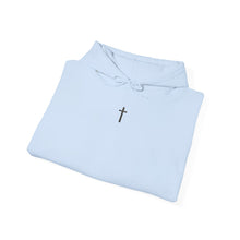 Load image into Gallery viewer, Back Design of Lightening &amp; Clouds Cross - Unisex Heavy Blend™ Hooded Sweatshirt

