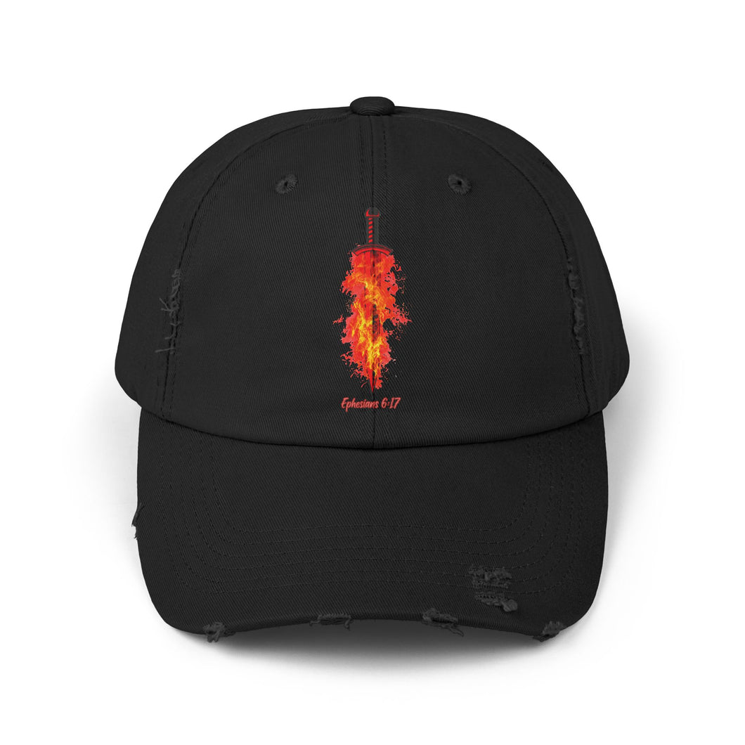 Ephesians 6:17 - Unisex Style Distressed Cap