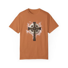 Load image into Gallery viewer, Golden &amp; Black &quot;Jesus is King&quot; Cross - Unisex Garment-Dyed T-shirt
