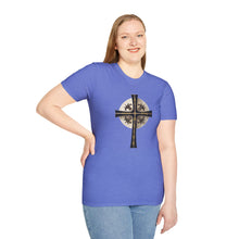 Load image into Gallery viewer, Golden &amp; Black &quot;Jesus is King&quot; Cross - Unisex Softstyle T-Shirt

