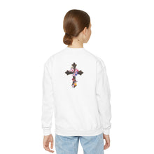 Load image into Gallery viewer, Flower Covered Cross - Youth Crewneck Sweatshirt
