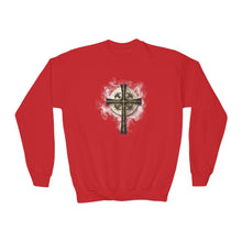 Load image into Gallery viewer, NEW! Golden &amp; Black Cross - Youth Crewneck Sweatshirt
