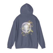 Load image into Gallery viewer, Back Design of White Dove Cross - Unisex Heavy Blend™ Hooded Sweatshirt
