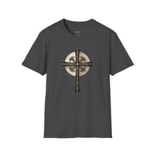 Load image into Gallery viewer, Golden &amp; Black &quot;Jesus is King&quot; Cross - Unisex Softstyle T-Shirt
