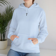 Load image into Gallery viewer, Back Design of Lightening &amp; Clouds Cross - Unisex Heavy Blend™ Hooded Sweatshirt
