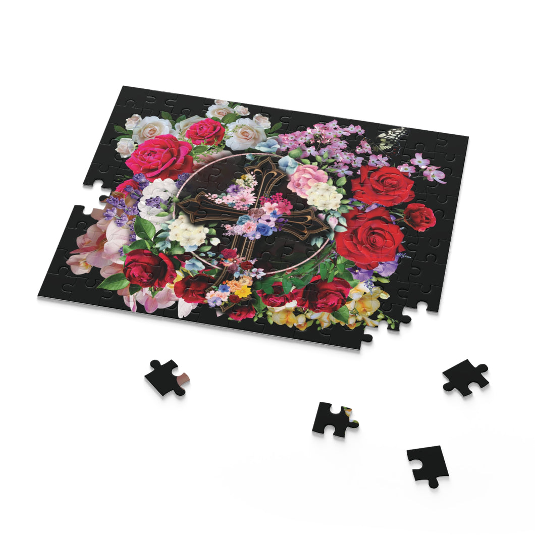 Flower Covered Cross - Puzzle (120, 252, 500-Piece)