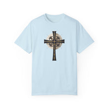 Load image into Gallery viewer, Golden &amp; Black Cross &quot;Jesus is King&quot; - Unisex Garment-Dyed T-shirt
