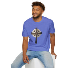 Load image into Gallery viewer, Golden &amp; Black &quot;Jesus is King&quot; Cross - Unisex Softstyle T-Shirt
