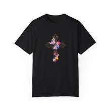Load image into Gallery viewer, Flower Covered Cross - Unisex Garment-Dyed T-shirt
