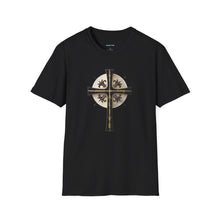 Load image into Gallery viewer, Golden &amp; Black &quot;Jesus is King&quot; Cross - Unisex Softstyle T-Shirt
