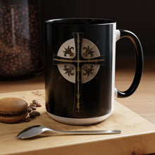 Load image into Gallery viewer, Golden &amp; Black &quot;Jesus is King&quot; Cross - Accent Coffee Mug (11, 15oz)
