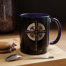 Load image into Gallery viewer, Golden &amp; Black &quot;Jesus is King&quot; Cross - Accent Coffee Mug (11, 15oz)
