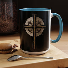 Load image into Gallery viewer, Golden &amp; Black &quot;Jesus is King&quot; Cross - Accent Coffee Mug (11, 15oz)
