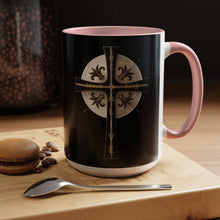 Load image into Gallery viewer, Golden &amp; Black &quot;Jesus is King&quot; Cross - Accent Coffee Mug (11, 15oz)

