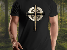 Load image into Gallery viewer, Golden &amp; Black &quot;Jesus is King&quot; Cross - Unisex Softstyle T-Shirt
