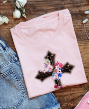 Load image into Gallery viewer, Flower Covered Cross - Unisex Garment-Dyed T-shirt
