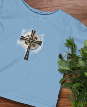 Load image into Gallery viewer, NEW! Golden &amp; Black &quot;Jesus is King&quot; Cross - Baby Jersey Tee
