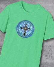 Load image into Gallery viewer, NEW! Lightning &amp; Clouds Cross  - Unisex Softstyle T-Shirt
