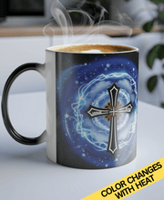 Load image into Gallery viewer, New! Lightning &amp; Clouds Cross - Color Morphing Mug, 11oz
