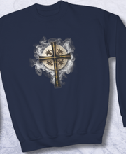 Load image into Gallery viewer, NEW! Golden &amp; Black Cross - Youth Crewneck Sweatshirt
